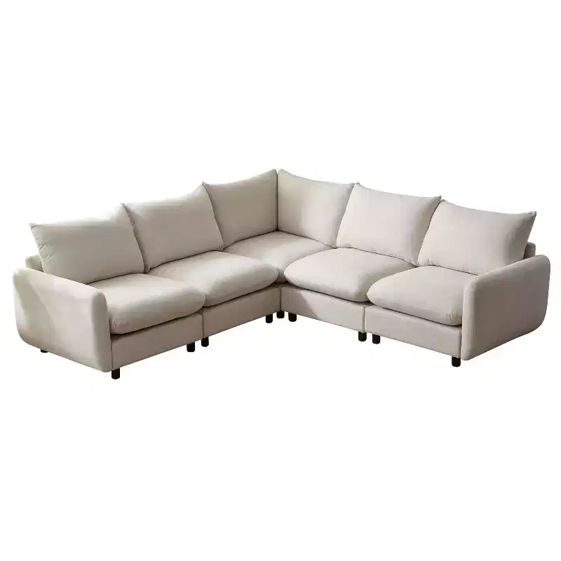 Christopher Knight Home Acker 5 Pieces Modern Upholstered Modular Sectional Sofa Set, White