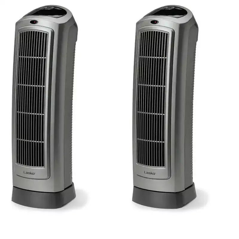 Lasko 1500W Portable Oscillating Ceramic Heater Tower w/ Digital Display, 2 Pack