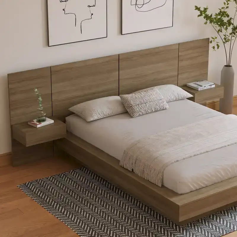 Napa 4-Piece Platform Bedroom Set With Floating Nightstand