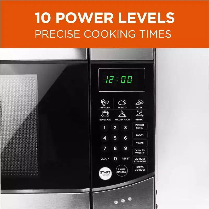 COMMERCIAL CHEF Countertop Microwave 0.9 Cu. Ft. 900W, Black and Stainless Steel