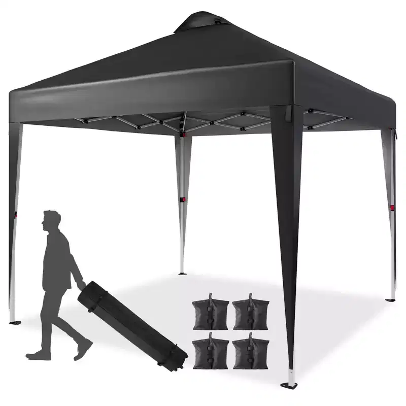 10 x 10 FT Pop Up Canopy Tent, Commercial Portable Canopy with Wheeled Carry Bag, Waterproof Party Tent for Patio, Garden