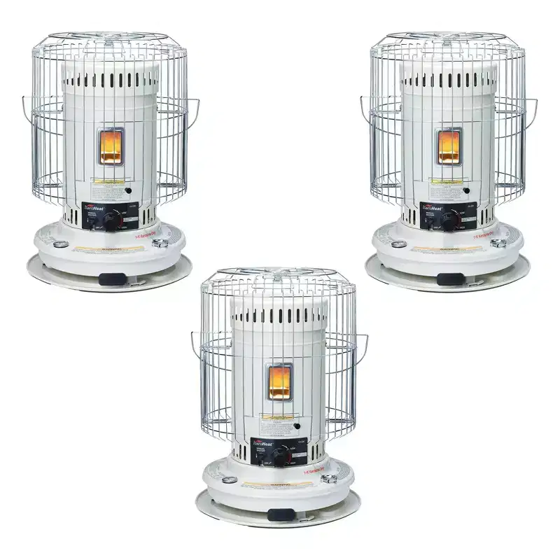 Sengoku KeroHeat Efficient Indoor Outdoor Portable Travel Convection Kerosene Space Heater with Automatic Safety Shut Off, 23,500 BTU, 3 Pack, White