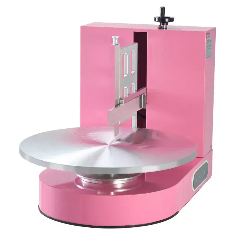 VEVOR Cake Decorating Machine, Cake Cream Spreading Coating Smearing Machine, Low Noise Cake Frosting Machine,Turntable with Adjustable Scraper, Pink