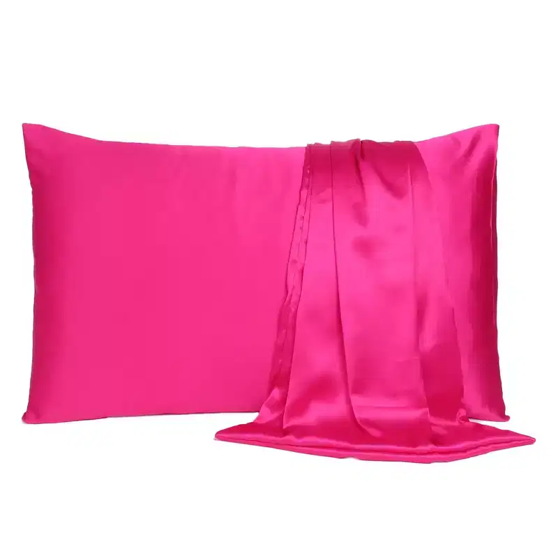 HomeRoots Two Piece Fuchsia Satin And Satin Pillowcases Envelope