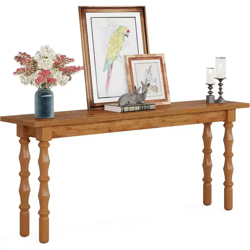 Lantine 70.9 inch Narrow Sofa Table, Extra Long Console Table Behind Couch with Solid Wood Leg for Living Room Hallway Entrance