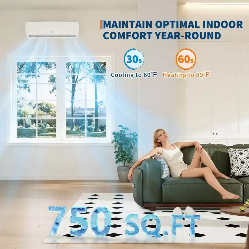 Ultra-Quiet 42dB|12000 BTU 19 SEER Ductless Mini-Split Air Conditioner Heat Pump|3-in-1 Cooling, Heating & Dehumidifying|230V White Inverter AC System