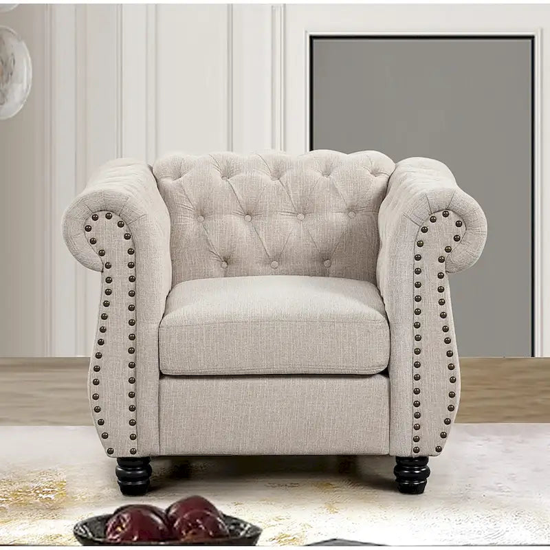 Morden Fort Sofa Chair Tufted Upholstered Chesterfield Armchair