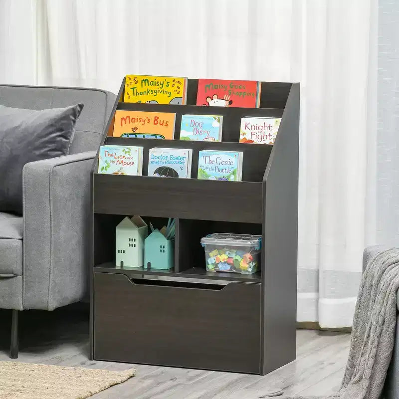 Whisen Kids Bookcase Multi-Shelf Rack Organizer with Storage Drawer, Gift for Kids