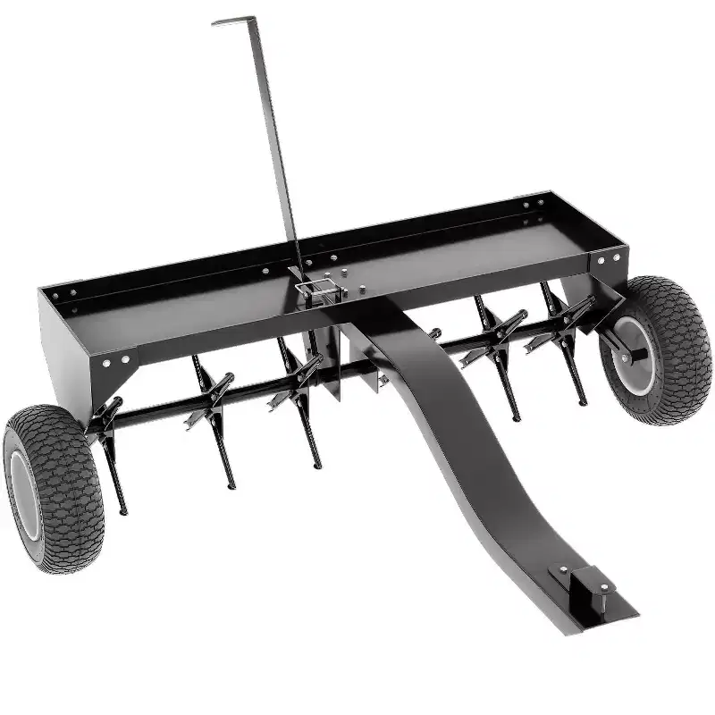 Tow-Behind Plug Aerator for Lawn Tractor & ATV, Deep Core Aeration, 150 Lb Weight Tray, All-Purpose Hitch, Inflatable Wheels for Lawn, Garden