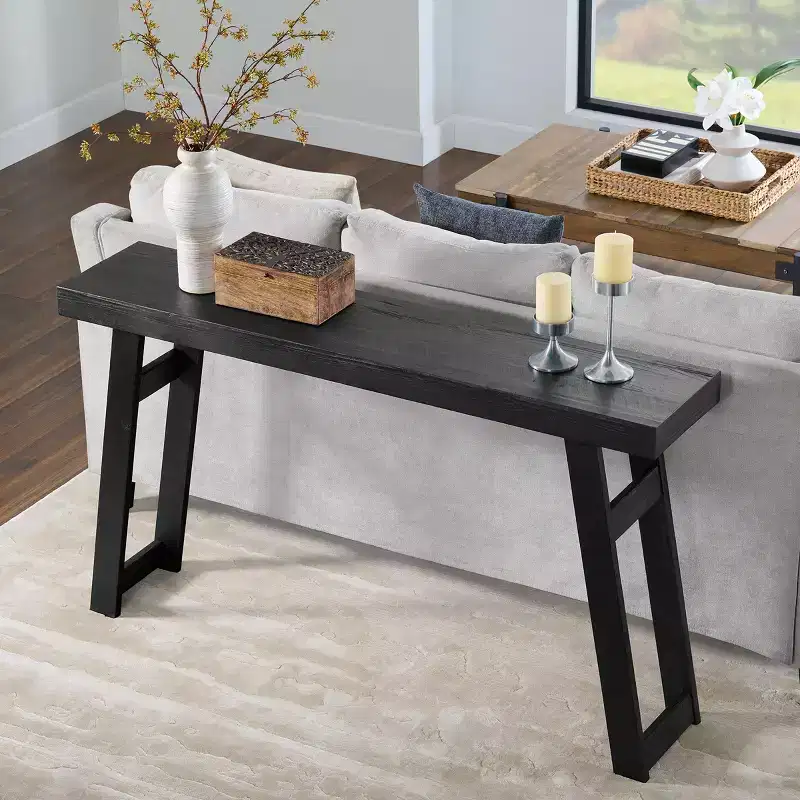 Alaterre Furniture Lawas Solid Wood Console Table - 56 Inch Modern Farmhouse Entryway Table
