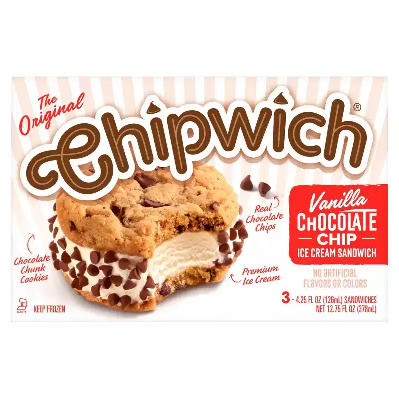 Chipwich Frozen Original Vanilla Chocolate Chip Ice Cream Sandwich - 3ct/12.75 fl oz