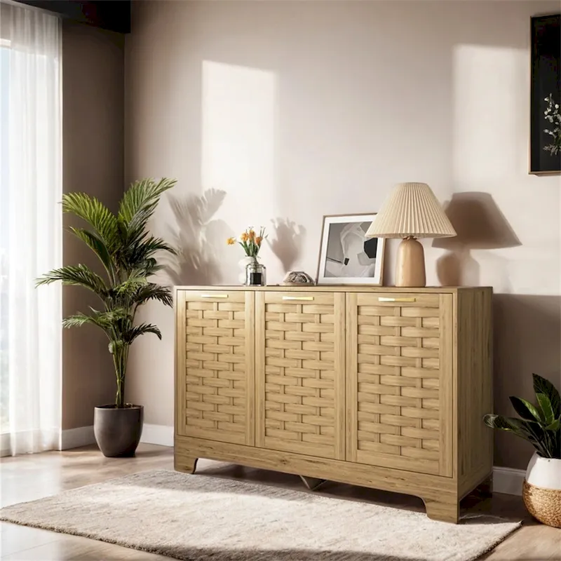 3-Door Wood Sideboard Buffet Cabinet
