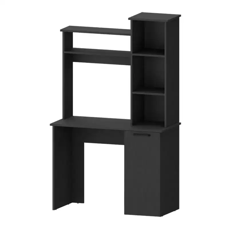 39" Black Computer Desk with Hutch & Storage Cabinet