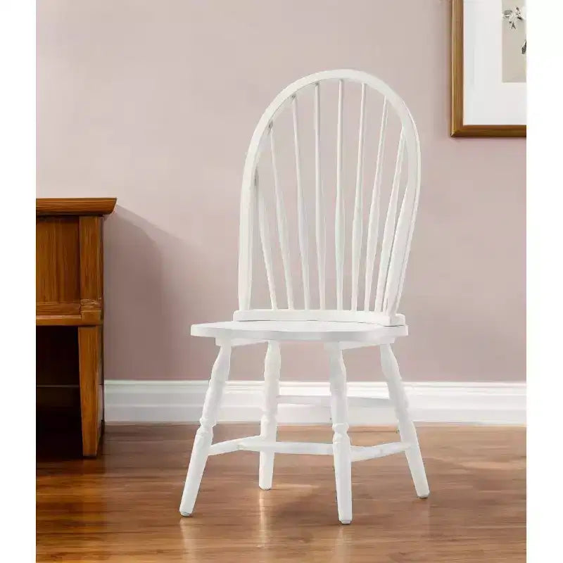 White Wood Windsor Back Dining Side Chair