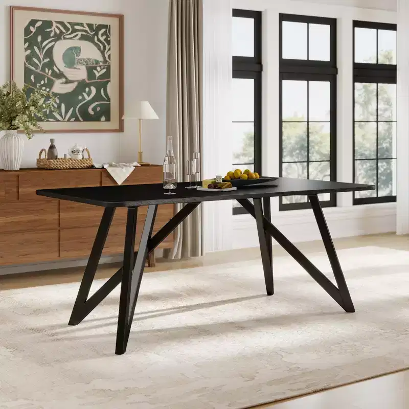 Roundhill Furniture Axler 70-in Length Dining Table, Tripod-Cross Leg