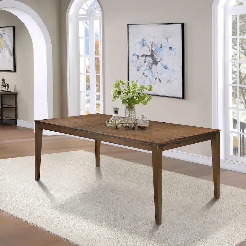 *Limited* Zarbel 6-8 People Rectangle Dining Table Modern Farmhouse Solid Wood Expandable Leaf Table Kitchen Dining room