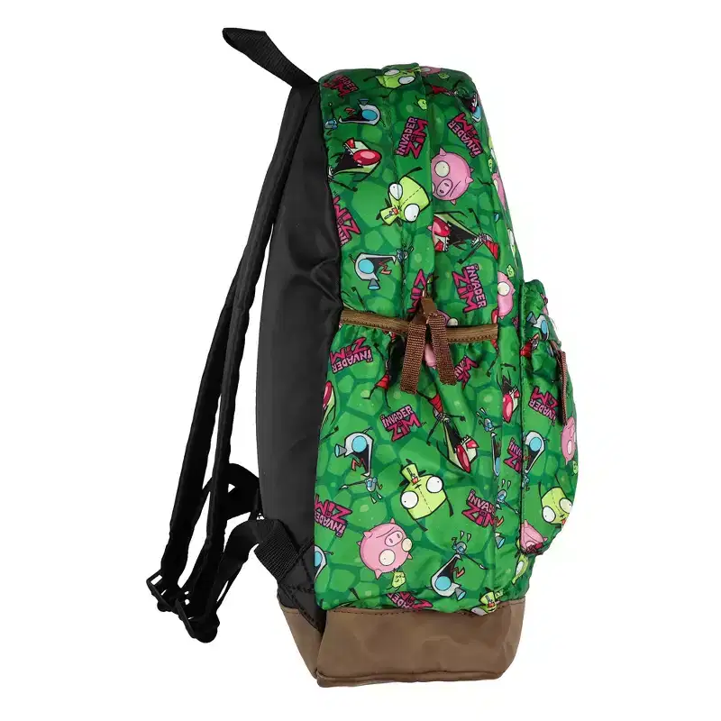 Intimo Invader Zim Backpack Piggy GIR and ZIM All-Over Design 16 with Adjustable Straps Green