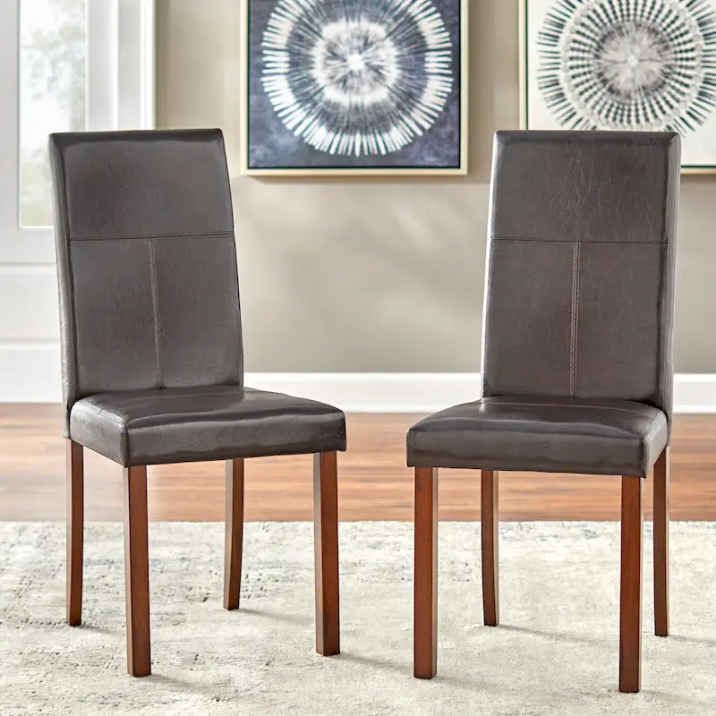 Parson Dining Chair, Faux Leather, Set of 2