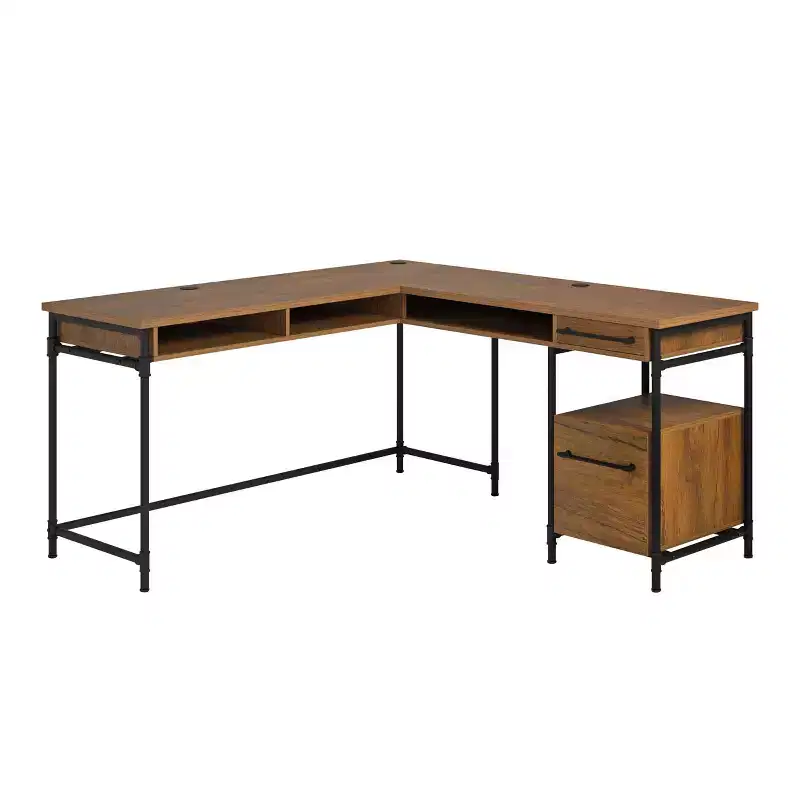 GDFStudio Renley 60 L-Shaped Wood Desk with Storage Drawers