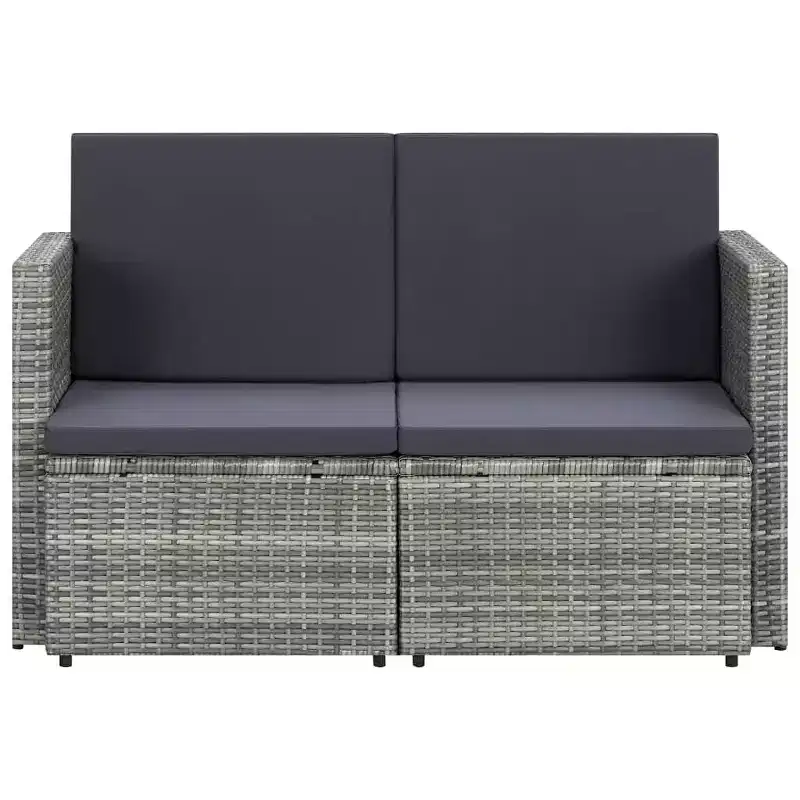 vidaXL Sofa All Weather Outdoor Patio Loveseat Sofa with Cushions Poly Rattan