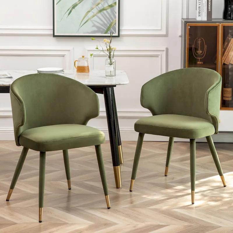 Porthos Home Ryn Velvet Dining Chairs with Gold Trim, Set of 2