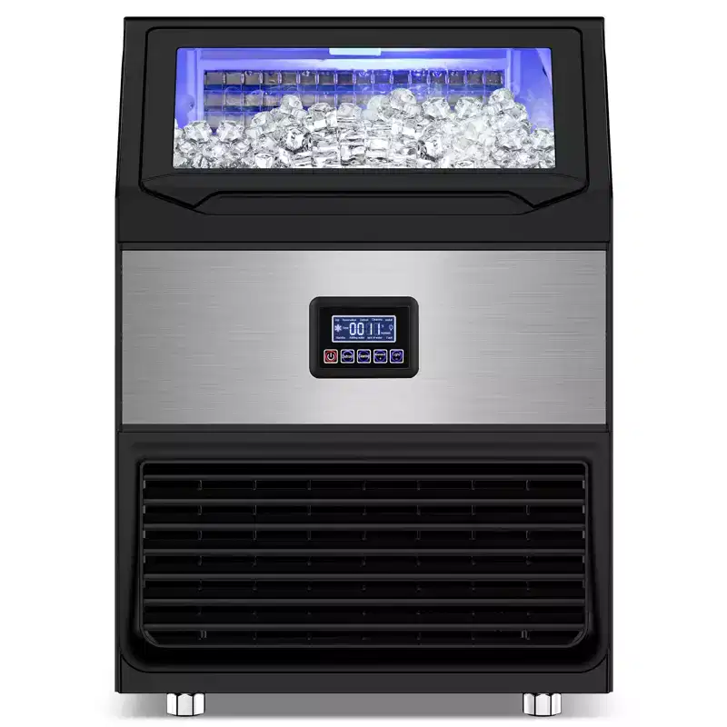 Denjol 24 in.220lbs./24H Full Size Cube Commercial Freestanding/Undercounter Ice Maker 65 lbs.Storage Bin