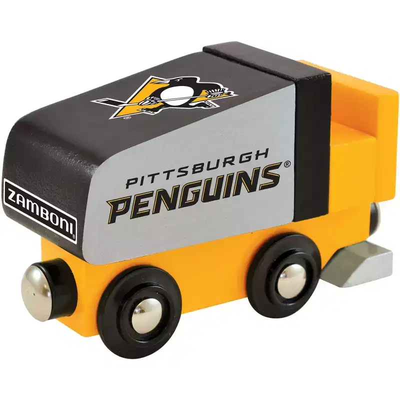 MasterPieces Officially Licensed NHL Pittsburgh Penguins Wooden Toy Zamboni Train Engine For Kids