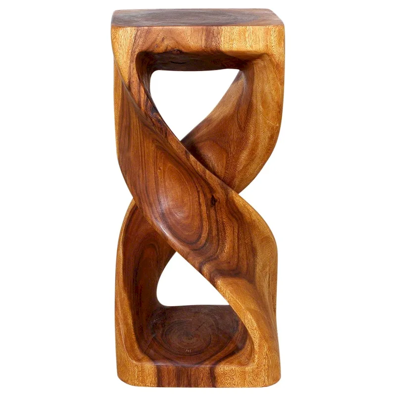 Haussmann Wood Double Twist Stool Table 12 in SQ x 26 in H Oak Oil - 12  x 12  x 26
