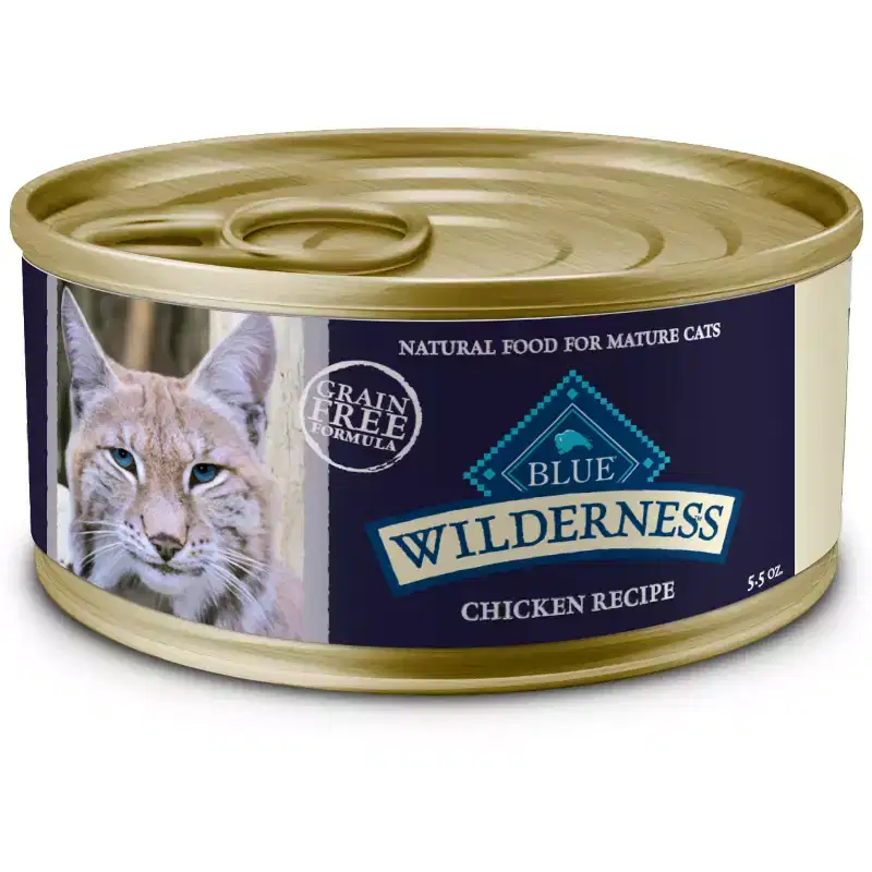 Blue Buffalo Wilderness High Protein Grain Free Natural Mature Pate Wet Cat Food with Chicken Recipe - 5.5oz
