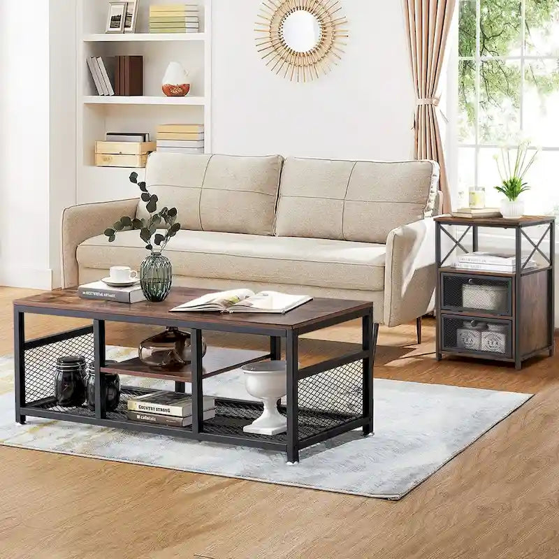 Taomika Modern Nightstands, Coffe Table, Coffe Table Sets, 5 Options, Brown