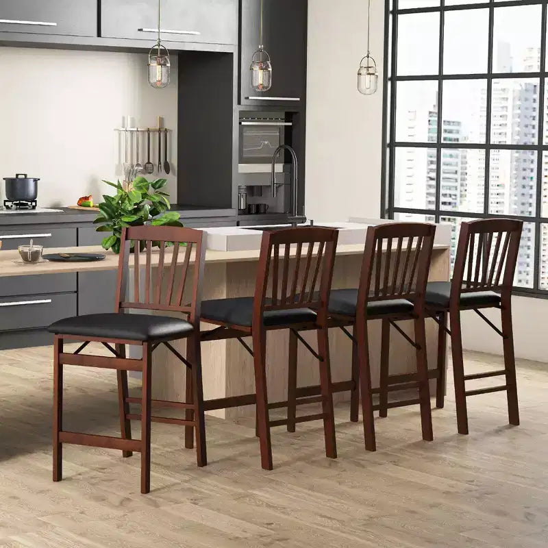 Costway Set of 4 Counter Height Chairs Folding Kitchen Island Stool w/ Padded Seat