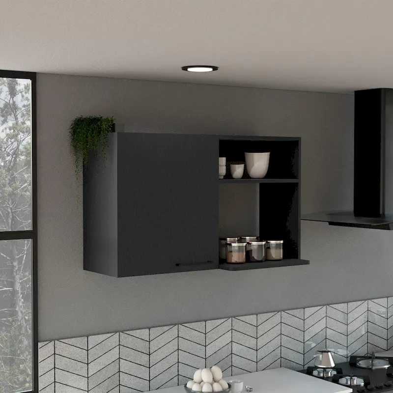 Black Wall Mounted Storage Cabinet for Kitchen and Bathroom