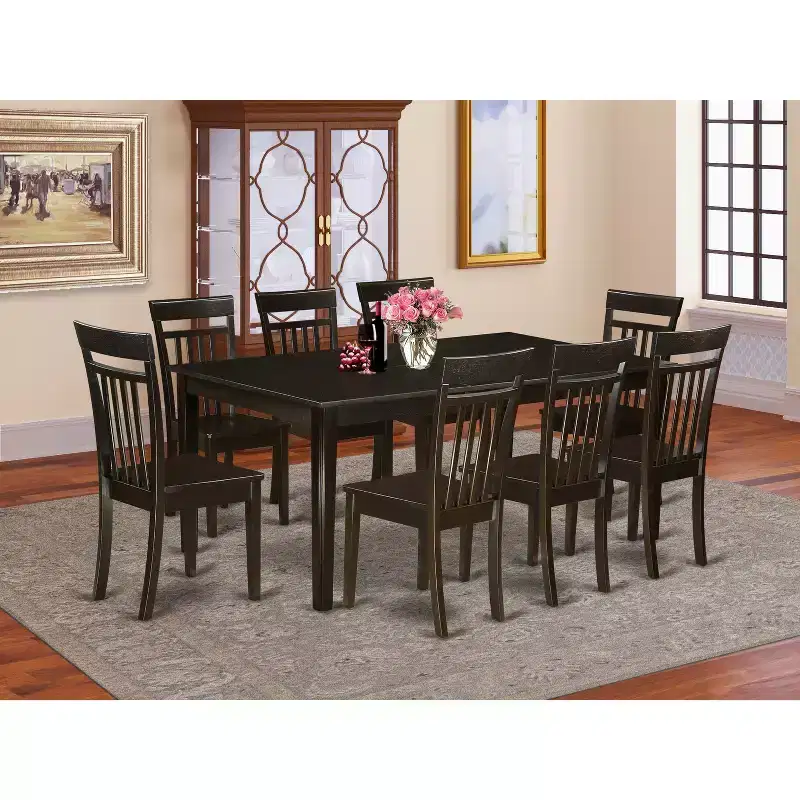 HomeStock Belmont Dining Room Set-Table With Leaf And Dinette Chairs, Cappuccino
