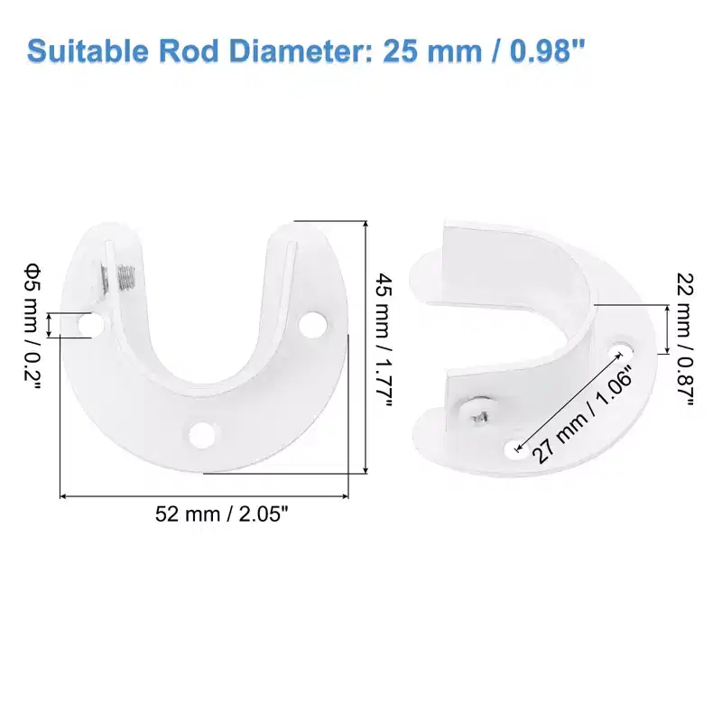 Unique Bargains U-Shaped Flange Closet End Supports Rod Bracket 2 Pcs