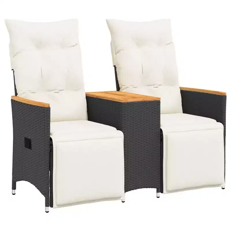 vidaXL Reclining Garden Sofa Black, Cream White