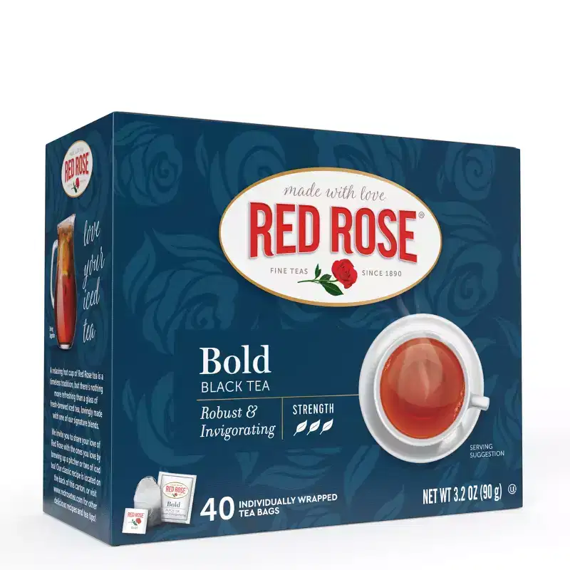 Red Rose Bold Black Tea Specially Blended Strong Black Tea with 40 Individually Wrapped Tea Bags Per Box (Pack of 6)