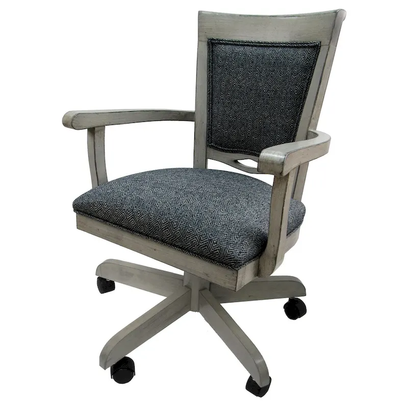 Swivel Wood Dining Caster Chair - 400 on Wheels - Custom Upholstery - 18 inch Seat