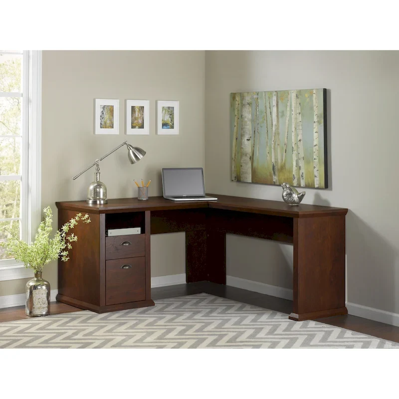 60W L-Shaped Office Desk with Storage