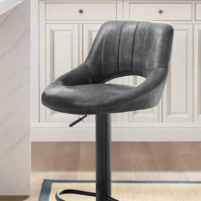 Art Leon Modern Adjustable 360 Swivel Barstool with Retro Faux Leather