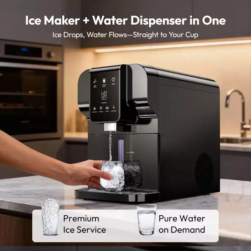EUHOMY Nugget Ice Maker and Dispenser, 30 Lbs./24H, One-Tap Auto Soft Chewable Ice Dispensing, Self-Cleaning, Black