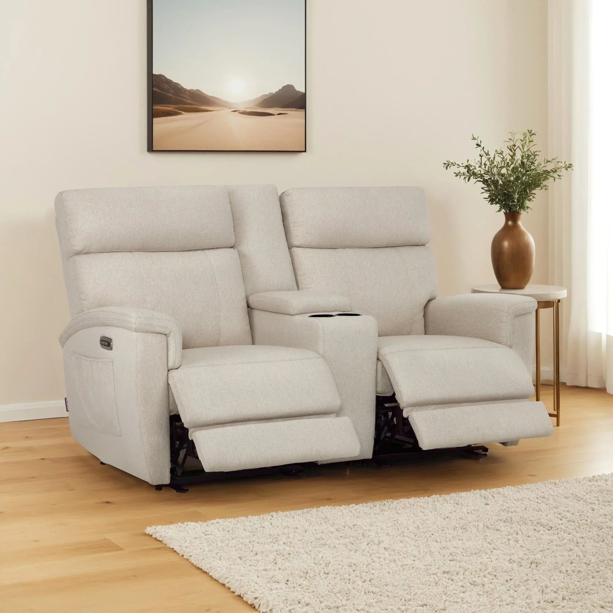 MCombo 60.2 Power Loveseat Recliner Sofa with Massage and Dual Heating, Adjustable Headrest, USB & Type C Port, Fabric