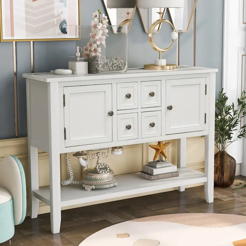 Cambridge Series Buffet Sideboard Console Table with Bottom Shelf - N/A