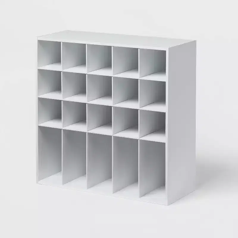 White 4-Tier Stackable Shoe Cubby, Freestanding, Holds 20 Pairs