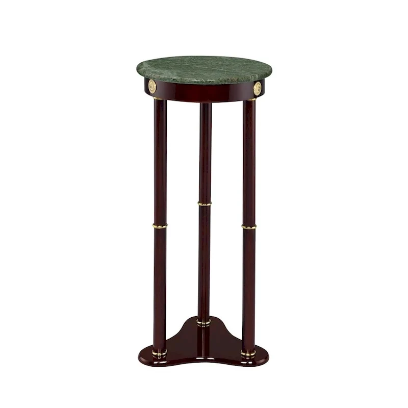 Round Marble Top Accent Table, Merlot