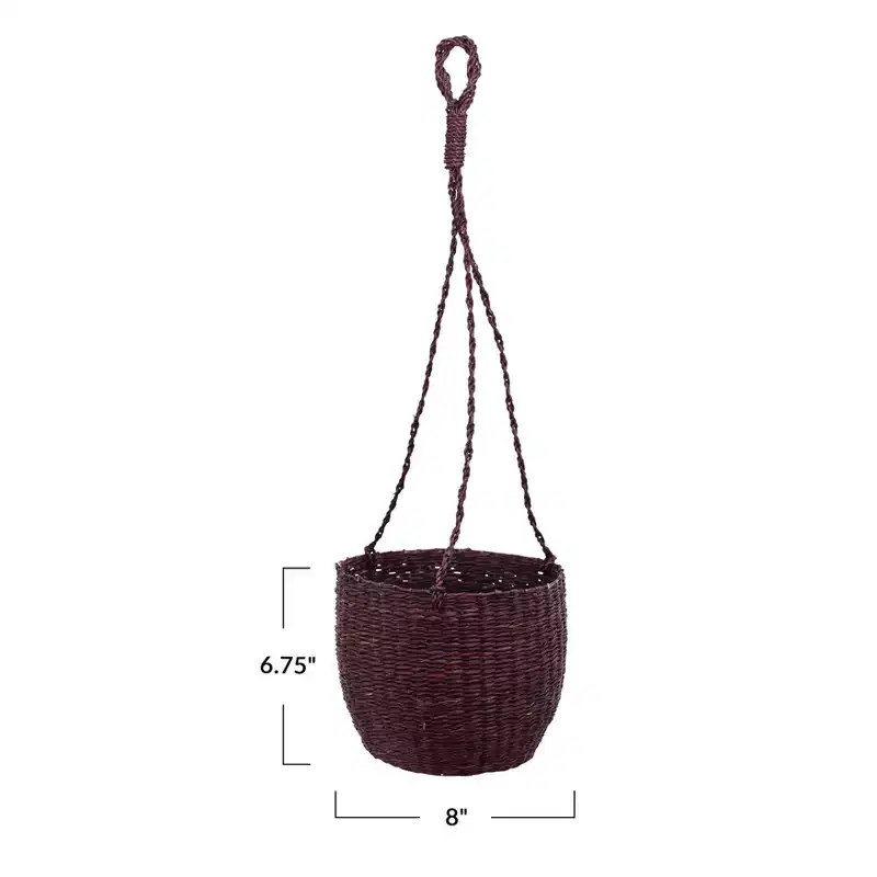 Storied Home Hand-Woven Hanging Seagrass Basket/Planter
