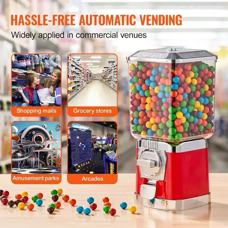 17 H Gumball Machine Vending Coin Bank Vintage Candy Dispenser Pc Red Heavy Duty