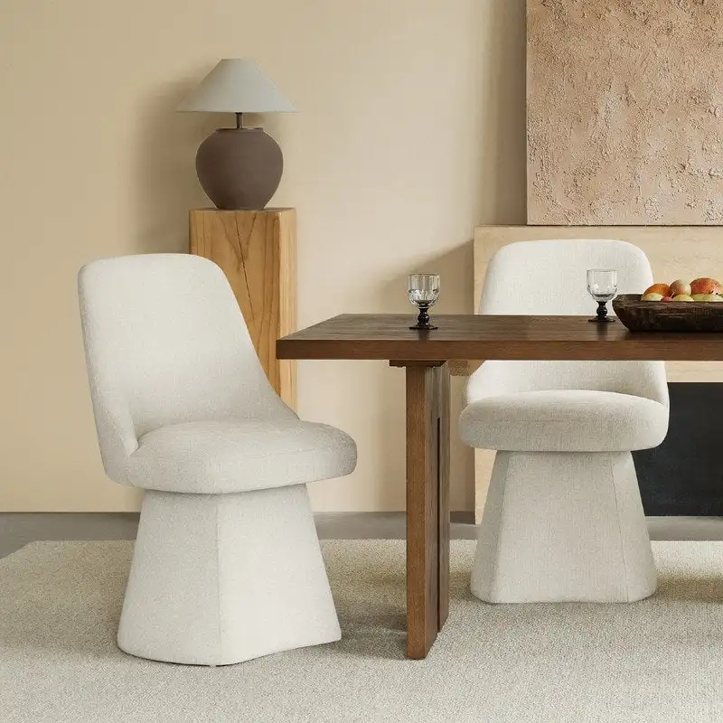Upholstered Swivel Armless Dining Chair for Kitchen Living Room