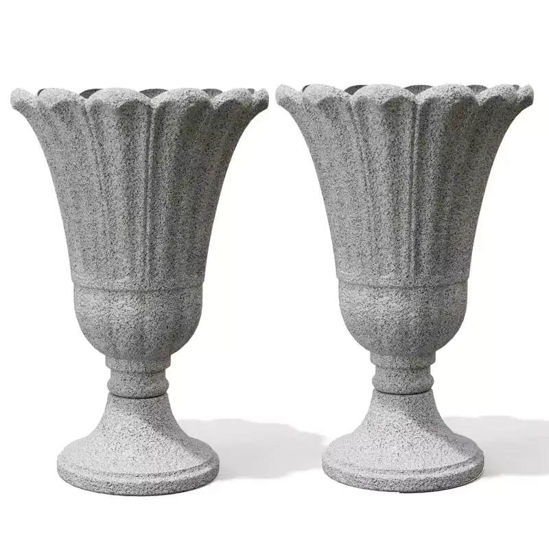 NAYSAYE Planter Trophy Flower Pot Set of 2 Elegant Hardwearing Durable HDPE Material for Indoor Outdoor Garden, 15.75*15.75*23.62