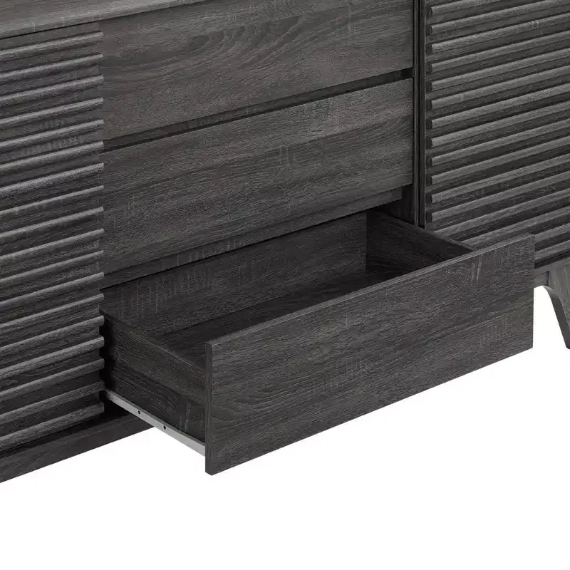 63 Render Sideboard Buffet Table or TV Stand Charcoal - Modway: Mid-Century Modern, Media Storage