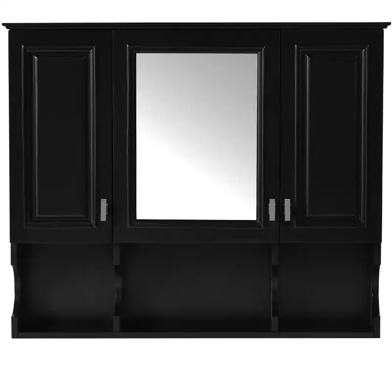 CASAINC 35 x 28 Wall Mounted Mirror Medicine Cabinet with Open Shelves, Modern Bathroom Storage Cabinet
